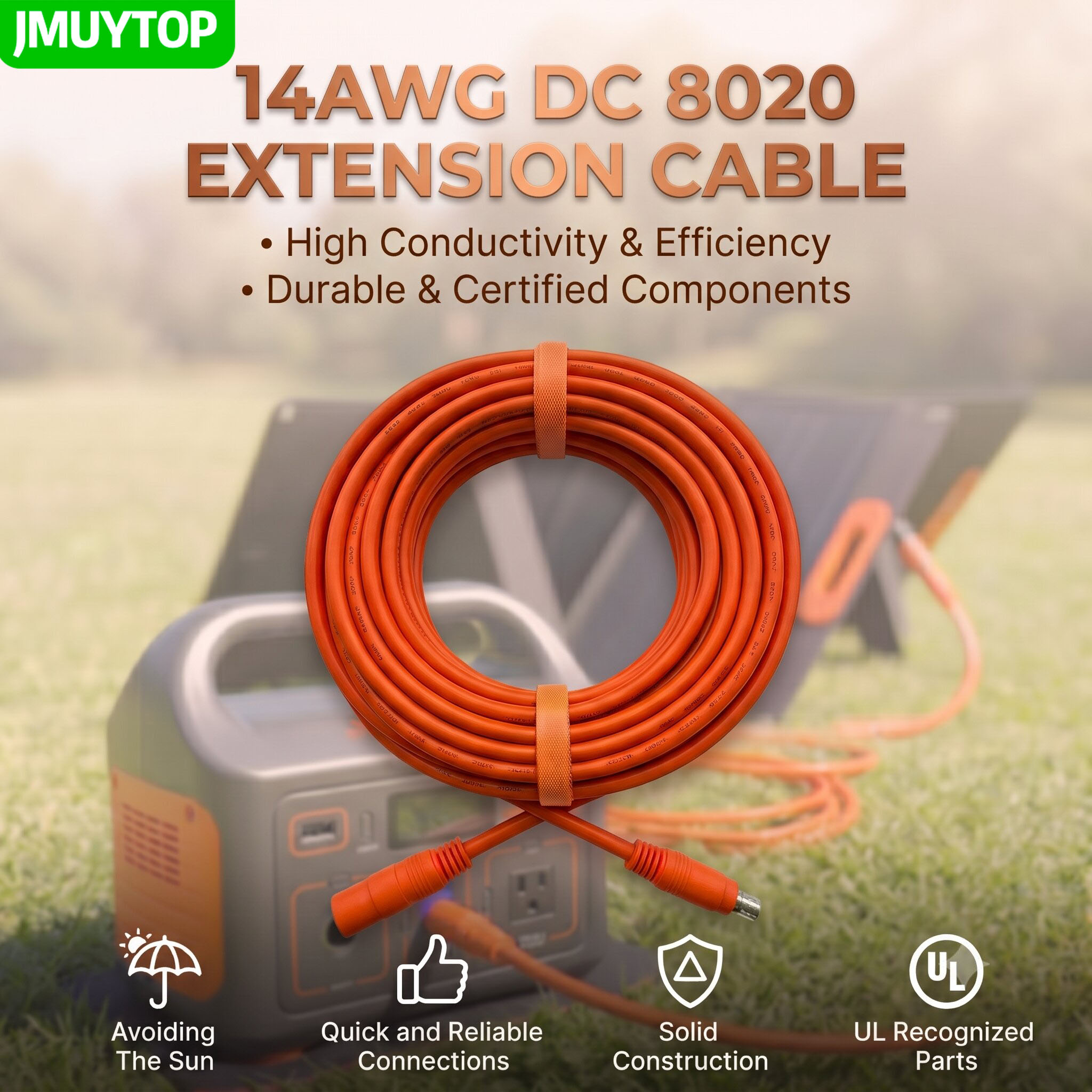 Flexible Solar Panel - JMUYTOP Solar Panel Extension Cable DC